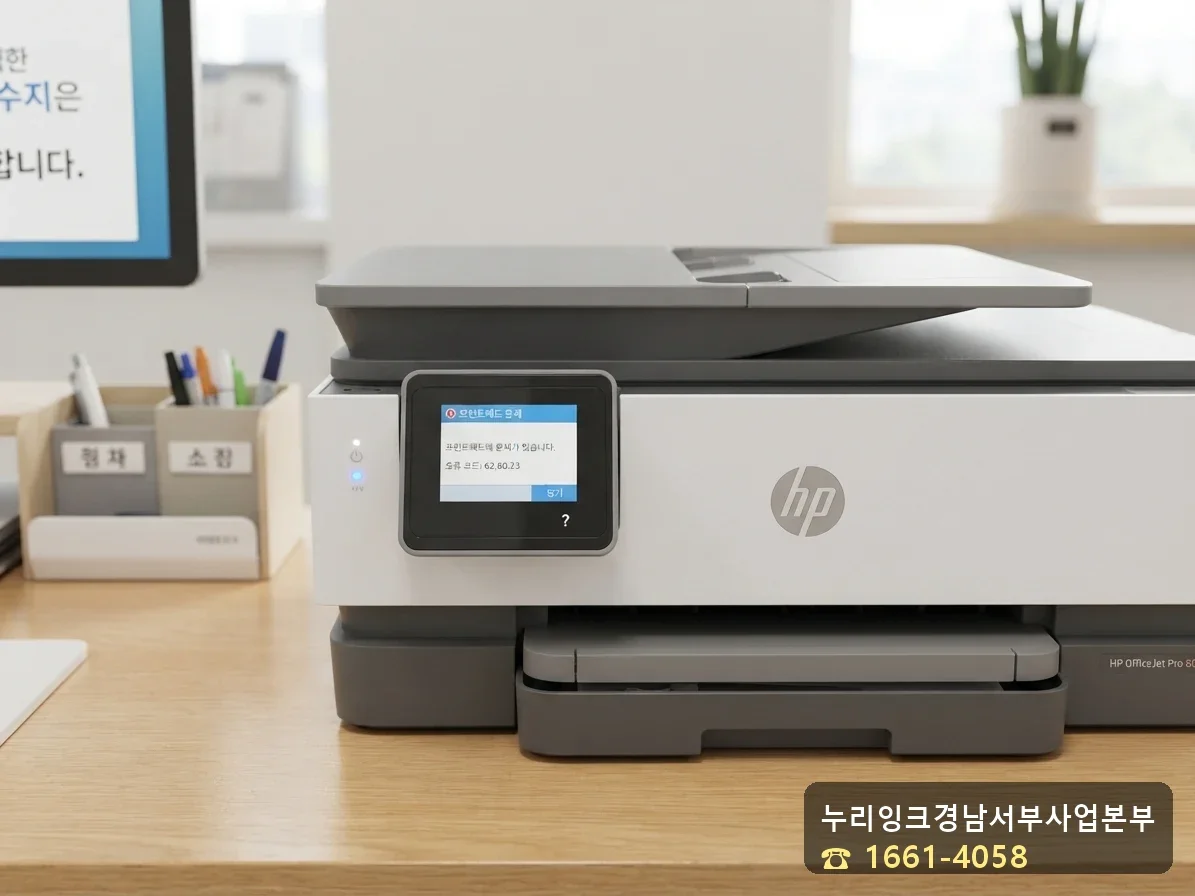 복합기 에러 62.80.23 화면 확인