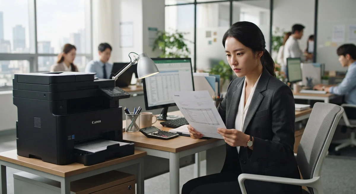 진주프린터렌탈 유지비 확인 장면